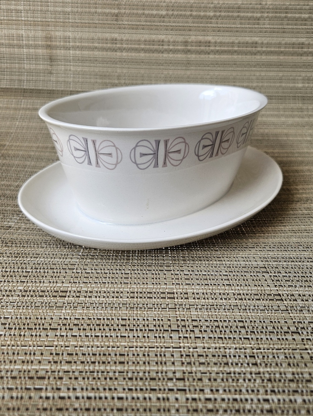 Vintage Franciscan Merry Go Round Gravy Boat Attached Underplate MCM